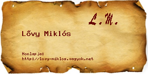 Lővy Miklós névjegykártya